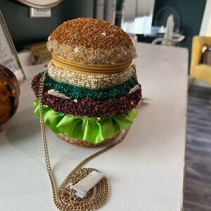 Beaded Hamburger Crossbody Bag